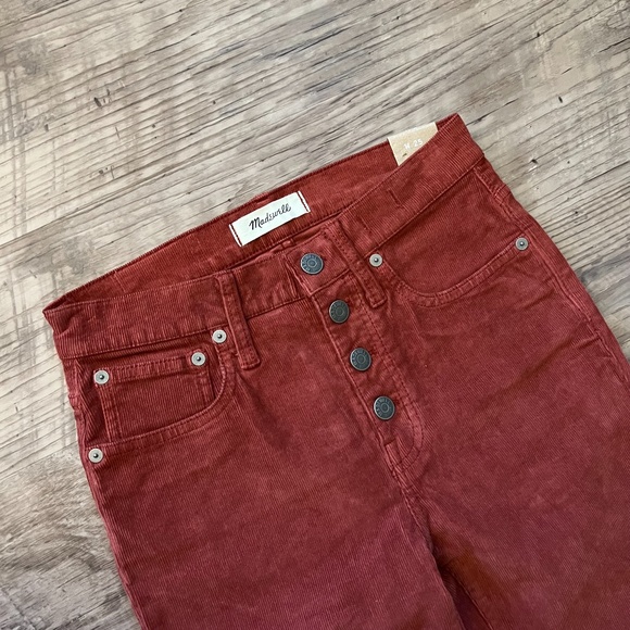 Madewell Cali Demi-Boot Jeans Corduroy Button-Fly High Rise Size 25 M0602 Rust - Picture 8 of 13